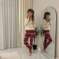 LUXE DIVA Women's Knitted Tartan Winter Leggings Soft Warm Christmas Trousers