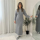 LUXE DIVA Women's Knitted Dress with Contrast Edge Knitted Dress Long