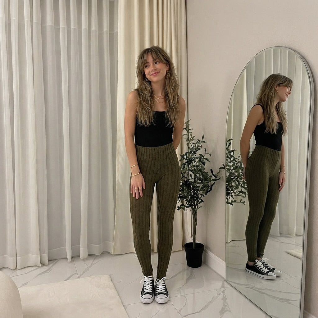 LUXE DIVA Ladies Chunky Cable Knitted Full Length Thick Leggings Women's Stretchy Pants Ladies Plain Warm Thick Chunky Cable Ladies Ribbed Knitted Leggings