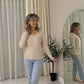 LUXE DIVA Women’s Long Sleeve V Neck Chunky Cable Knit Jumper for Ladies Casual Pullover Sweater for Women UK Size 8-22