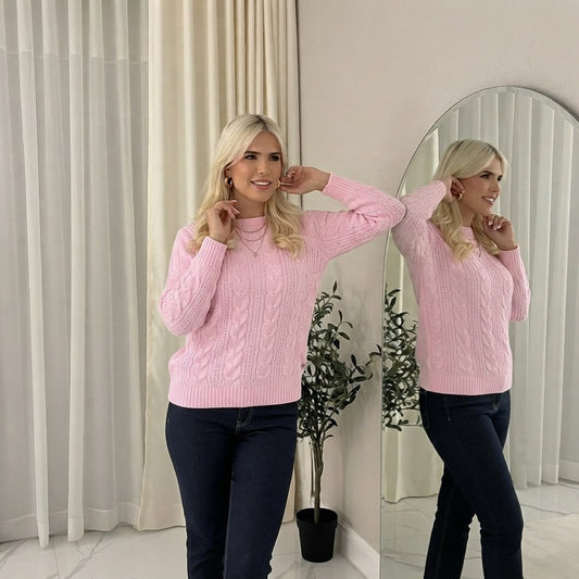LUXE DIVA SWEATER CREW NECK CHAIN LINK PATTERN