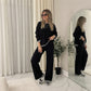 LUXE DIVA Ladies Knitted Stitched Wide Leg 2PCS Co-ord Suit Sweater Loungewear Set