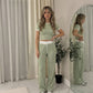 LUXE DIVA Ladies Ribbed Contrast Cap Sleeve Crop Top & Trouser
