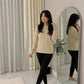 LUXE DIVA Ladies Diamond Pattern Cable Knit Jumper Round Neck Long Sleeve