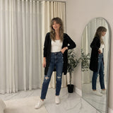 LUXE-DIVAWomen's Plus Cable Knitted Open Pocket Cardigan