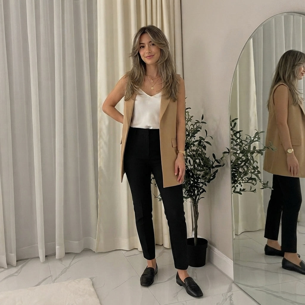 LUXE-DIVA New Womens Sleeveless Crepe Open Long Waistcoat Pocket Top Ladies Jacket 8-14 Collar Fabric Soft Womenswear Original Comfort