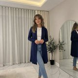 LUXE DIVA Women's Long Sleeve Maxi Boyfriend Cardigan Open Front 8-22