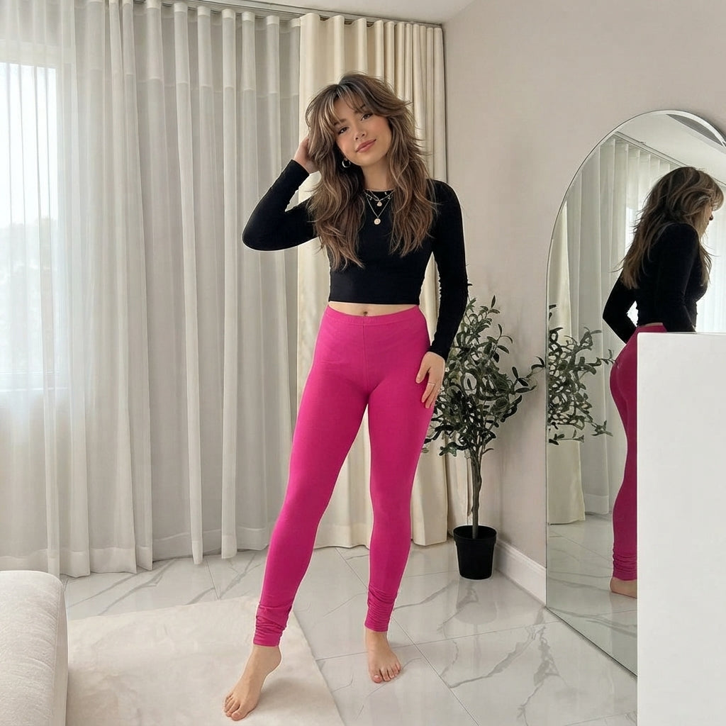 LUXE DIVA Women's Plain Viscose Full Length Leggings Plus Size 16-26