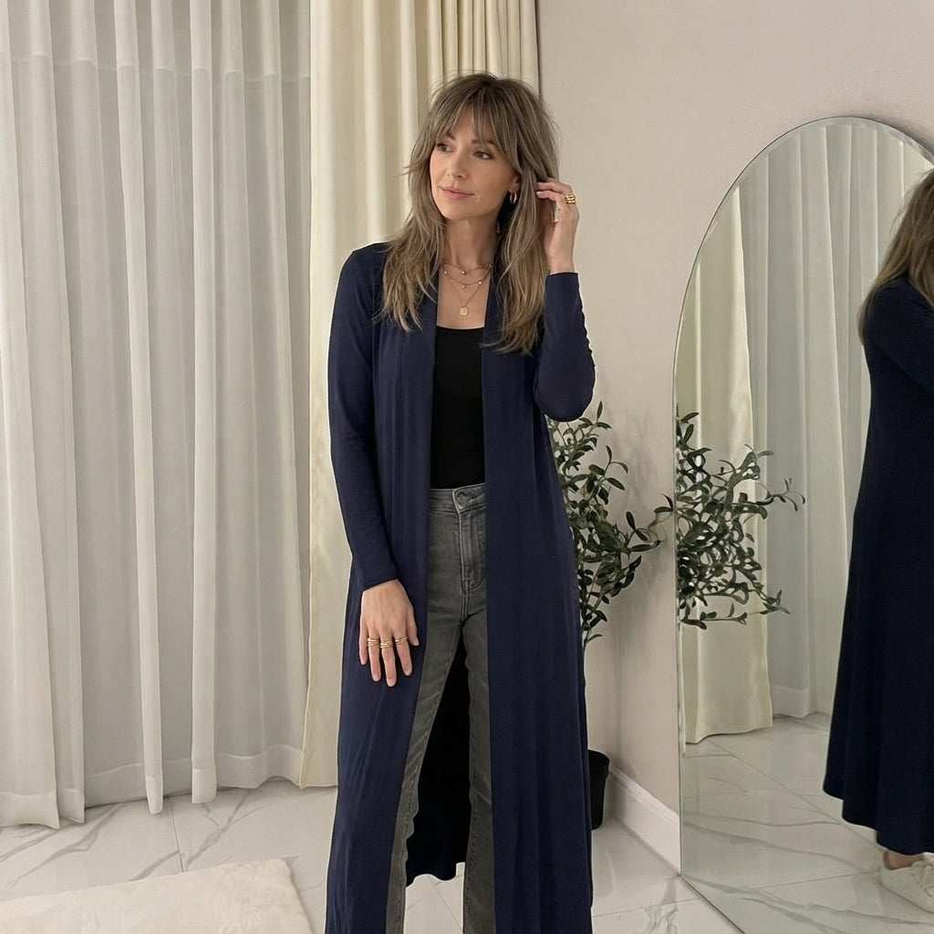 LUXE DIVA Women's Plus Size Longline Maxi Cardigan Open Front Coatigan 8-26