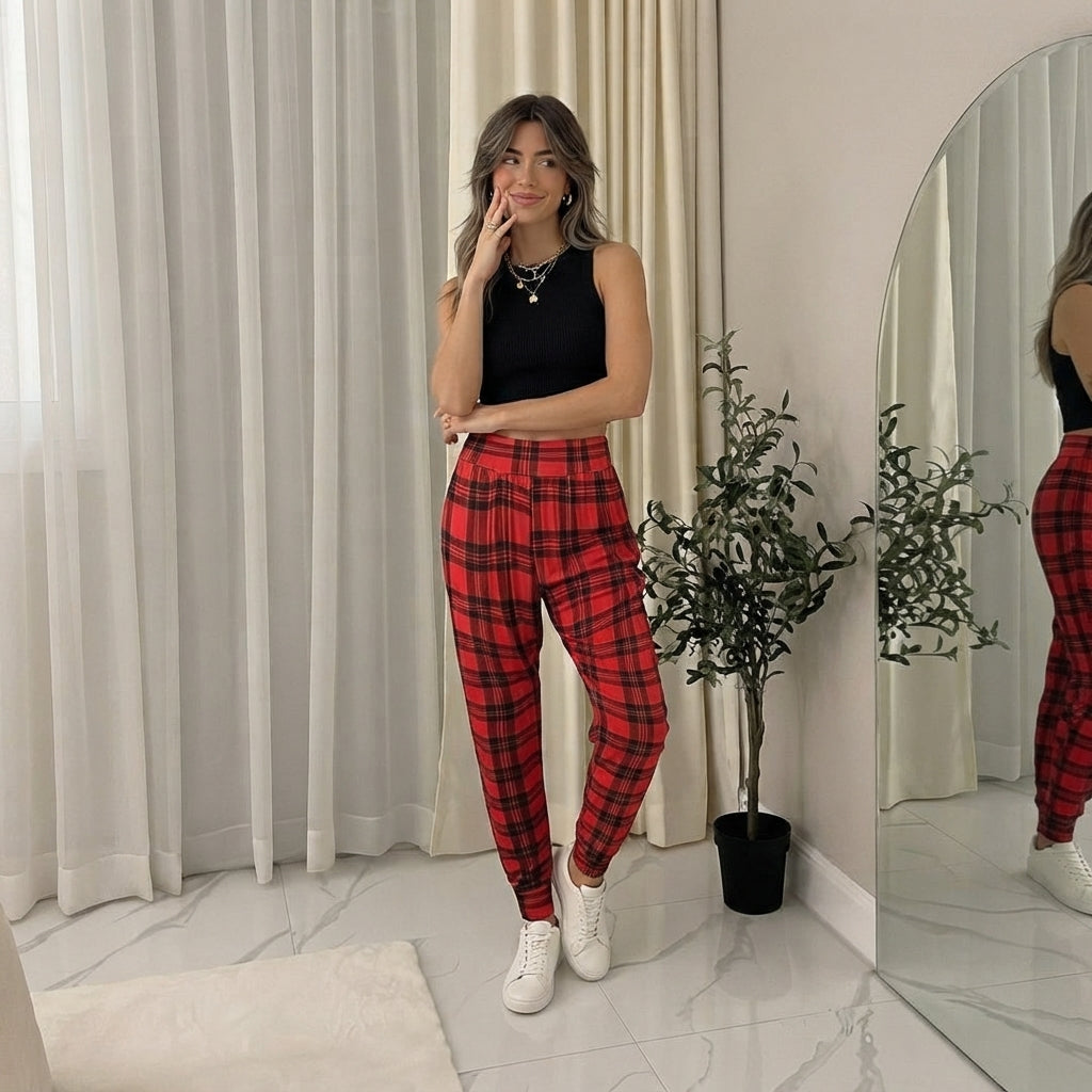 LUXE DIVA Women’s Harem Pants Trousers | Printed Full Length Ali Baba Baggy Trousers with Side Slits & Ankle Cuffs | Casual Stretch Yoga Sweatpants | Sizes 8-26