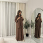 LUXE DIVA Women’s Gold Trim Abaya With Scarf Maxi Dress