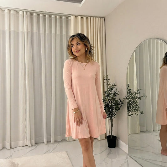 LUXE DIVA WOMEN LADIES LONG SLEEVE SWING DRESS FLARED A LINE SKATER DRESS TOP SIZE 8-26