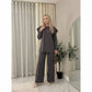 LUXE DIVA Ladies Frill Sleeve Two Piece Lounge Set Wide Leg Trousers