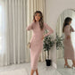 LUXE DIVA Ladies Womens Long Sleeve Stretch Jersey Bodycon Printed MIDI Dress Plus Size