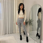 LUXE DIVA Women's Knitted Tartan Winter Leggings Soft Warm Christmas Trousers