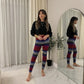 LUXE DIVA Women's Knitted Tartan Winter Leggings Soft Warm Christmas Trousers