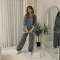 LUXE DIVA Women's Two Piece Lounge Sweater Sets Long Sleeve Knit Pullover Tops Wide Leg Pants Tracksuits