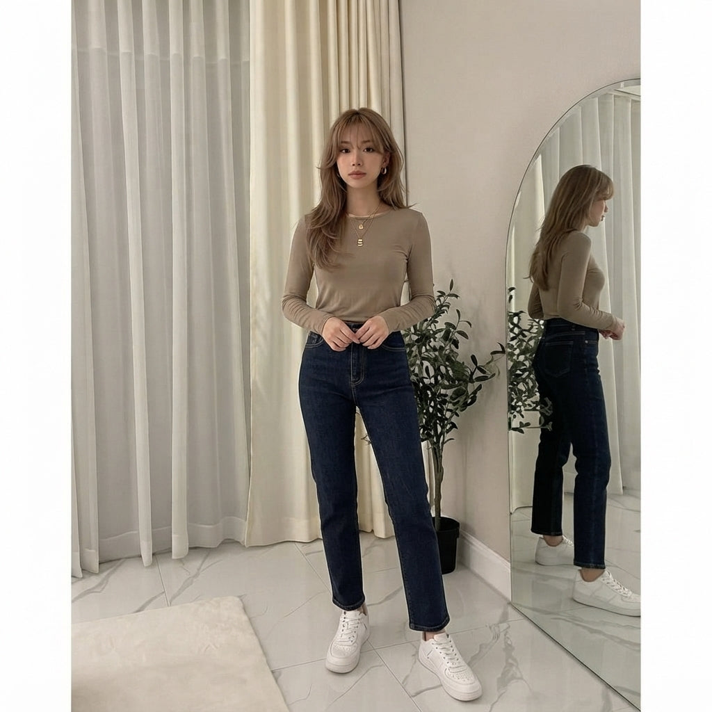 LUXE DIVA Women's Long Sleeve Round Neck T Shirt Top Sizes 8-26