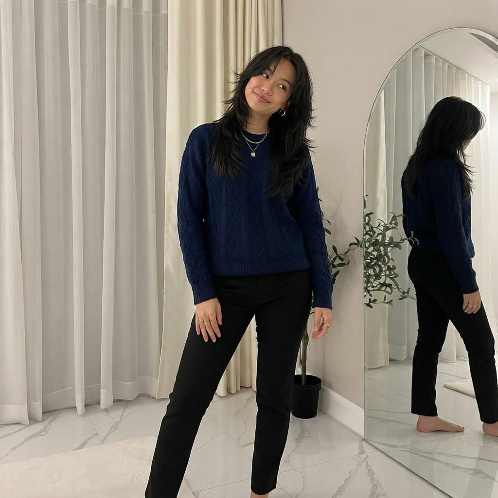 LUXE DIVA Ladies Diamond Pattern Knitted Jumper Stylish Women's Sweater