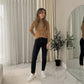 LUXE DIVA Women's Ribbed Stretch Polo Turtle Neck Jumper Top S to 3XL
