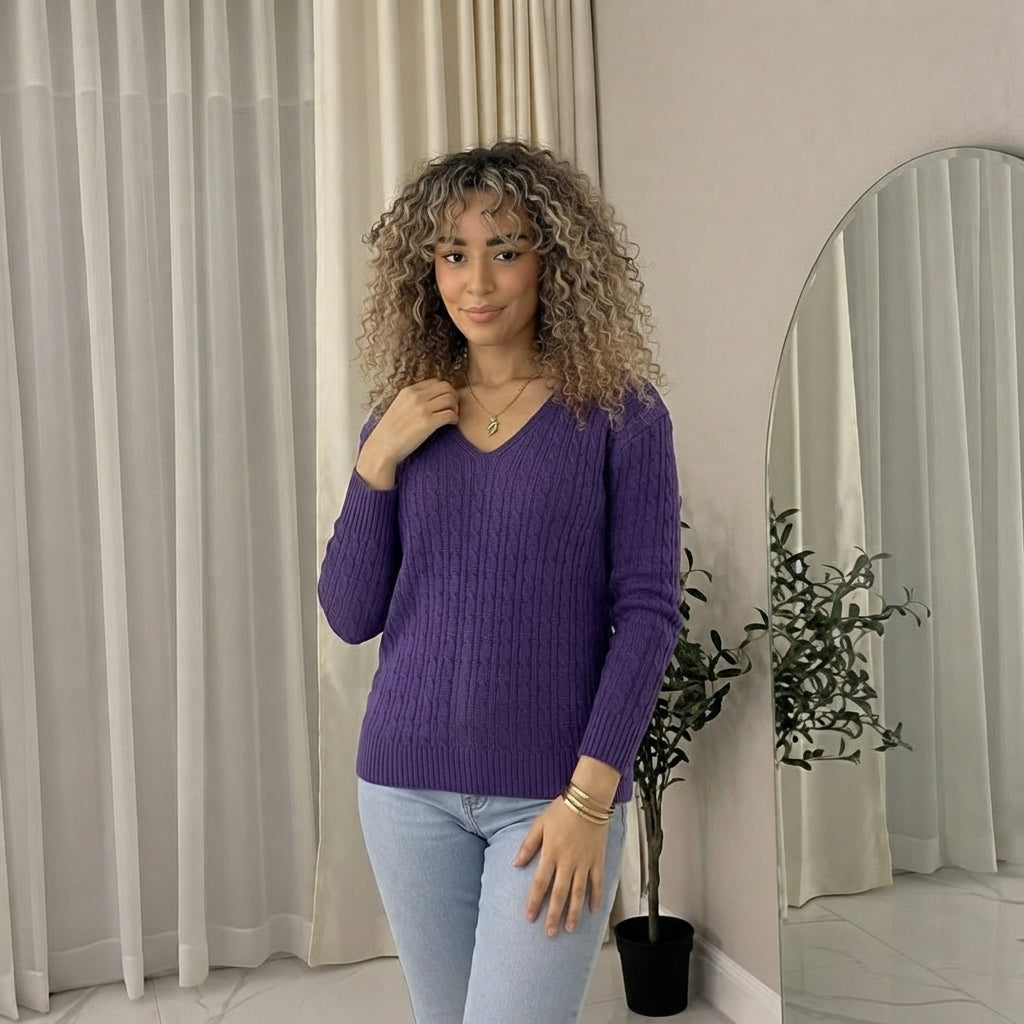 LUXE DIVA LADIES V/N KNITTED LONG SLEEVE JUMPER BACK IN STOCK