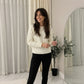 LUXE DIVA Ladies Diamond Pattern Cable Knit Jumper Round Neck Long Sleeve