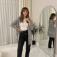 LUXE-DIVAWomen's Plus Cable Knitted Open Pocket Cardigan