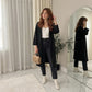 LUXE DIVA Plain Soft Feel Pockets Oversize  Longline Jacket
