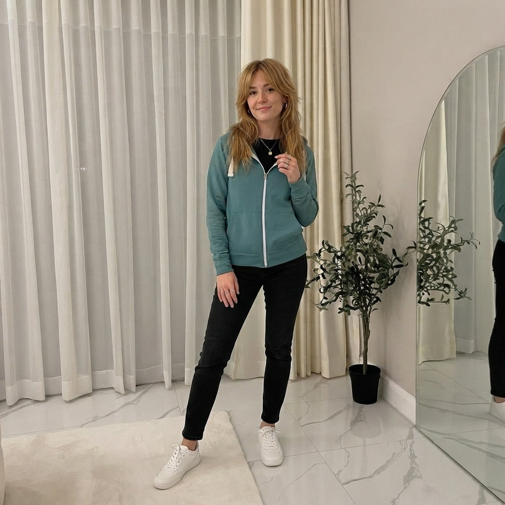 LUXEDIVA Ladies Plain Colour Hoodie Womens Fleece Hooded Top Zip Zipper Hoodie Sweatshirt