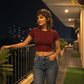 LUXE DIVA Women's Cap Sleeve Crop Top Plain Printed