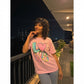 LUXE DIVA Women's Colourful Love Print Oversized T Shirt Casual Short Sleeve Top