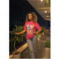 LUXE DIVA Women's Colourful Love Print Oversized T Shirt Casual Short Sleeve Top