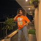 LUXE DIVA Women's Colourful Love Print Oversized T Shirt Casual Short Sleeve Top