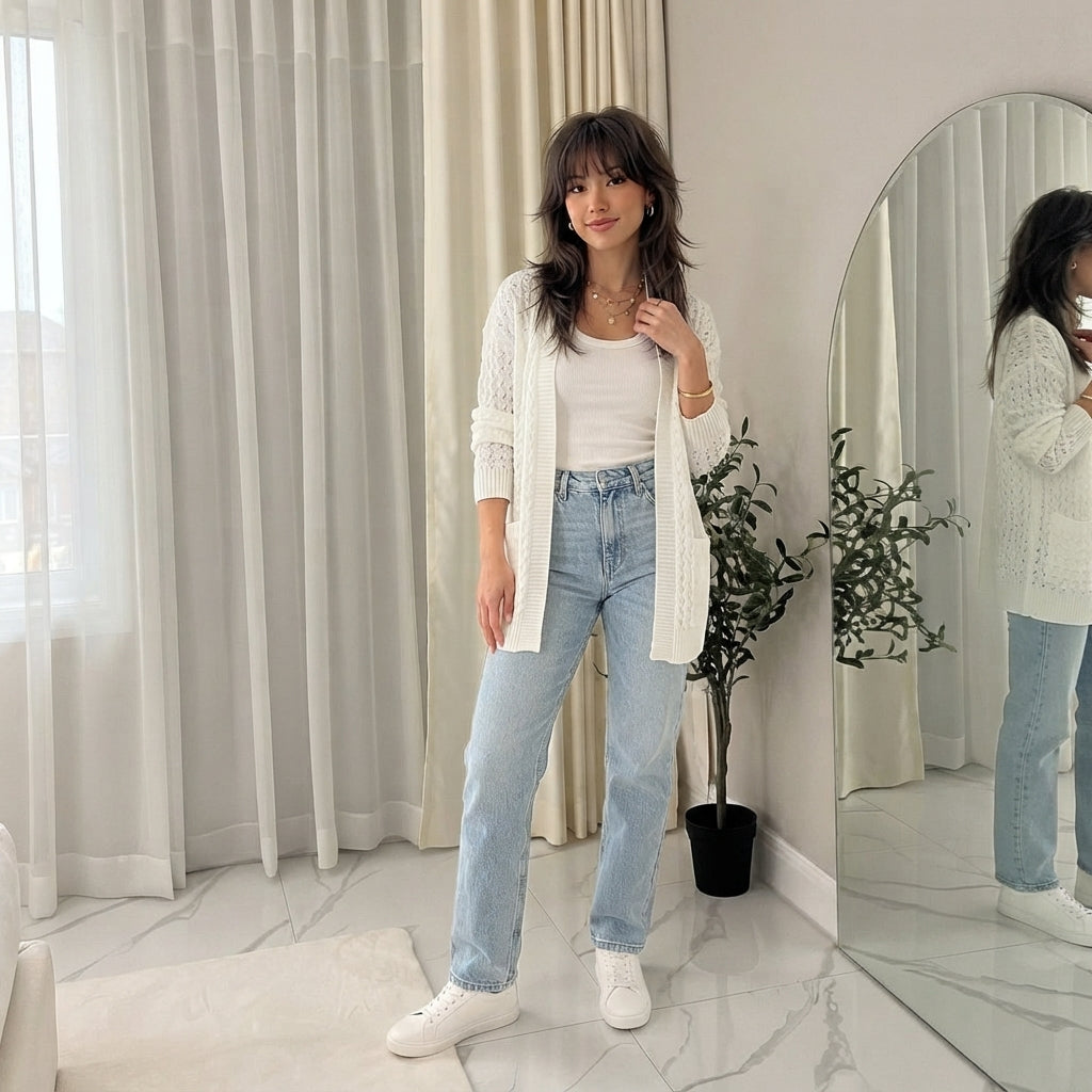 LUXE-DIVAWomen's Plus Cable Knitted Open Pocket Cardigan