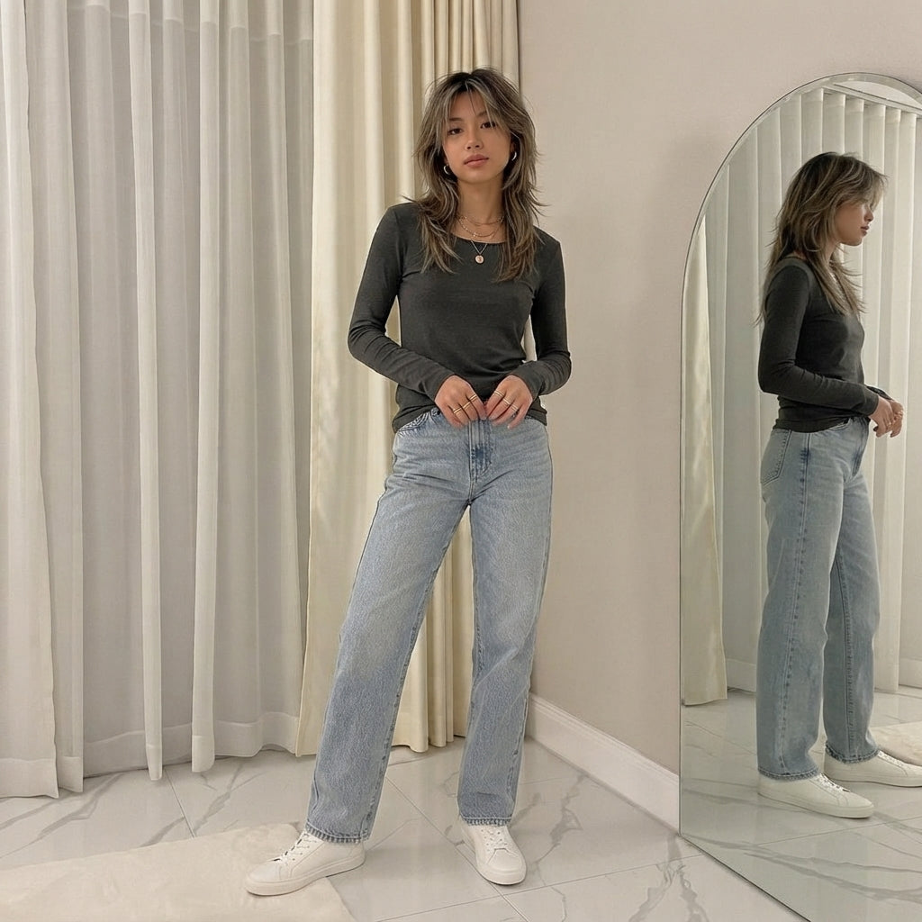 LUXE DIVA Women's Long Sleeve Round Neck T Shirt Top Sizes 8-26
