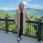 LUXE DIVA Women's Oversized Long Cardigan Chunky Ribbed Balloon Sleeve 2 Pocket