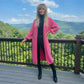 LUXE DIVA Women's Oversized Long Cardigan Chunky Ribbed Balloon Sleeve 2 Pocket