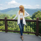 LUXE DIVA Women's Draped Waterfall Cardigan Asymmetric Hem Long Sleeve Loose Fit 8-26