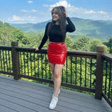 LUXE DIVA Women's High Waist Vinyl PVC Shiny Wet Look Bodycon