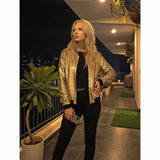 LUXE DIVA Women's Sequin Glitter Bomber Jacket Club Party Festival Biker Coat