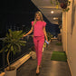 LUXE DIVA Women's Round Neck Frill Sleeve Peplum Top & Boxy Bottom 2 Piece Lounge Set