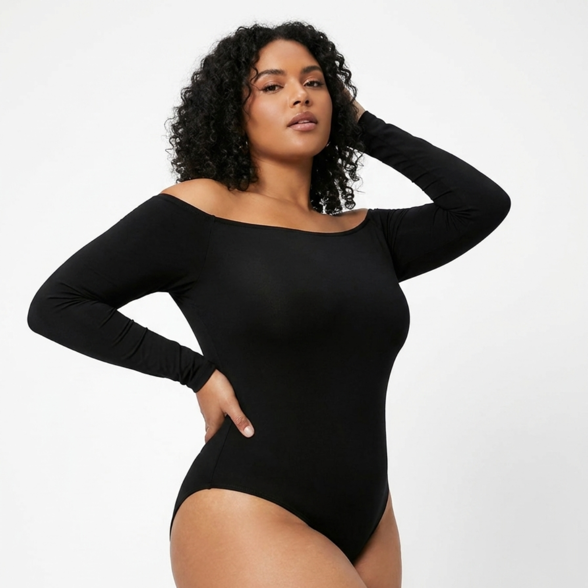 LUXE DIVA Women’s Off Shoulder Long Sleeve Bodysuit Bardot Leotard