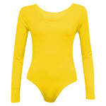 Load image into Gallery viewer, Ladies New Plain Round Neck Long Sleeve Slim Fit Basic Stretchy Leotard Bodysuit Top
