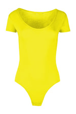 Load image into Gallery viewer, Womens Ladies New Cap Short Sleeve Plain Round Neck Stretch Leotard Bodysuit T-Shirt Plunge Top
