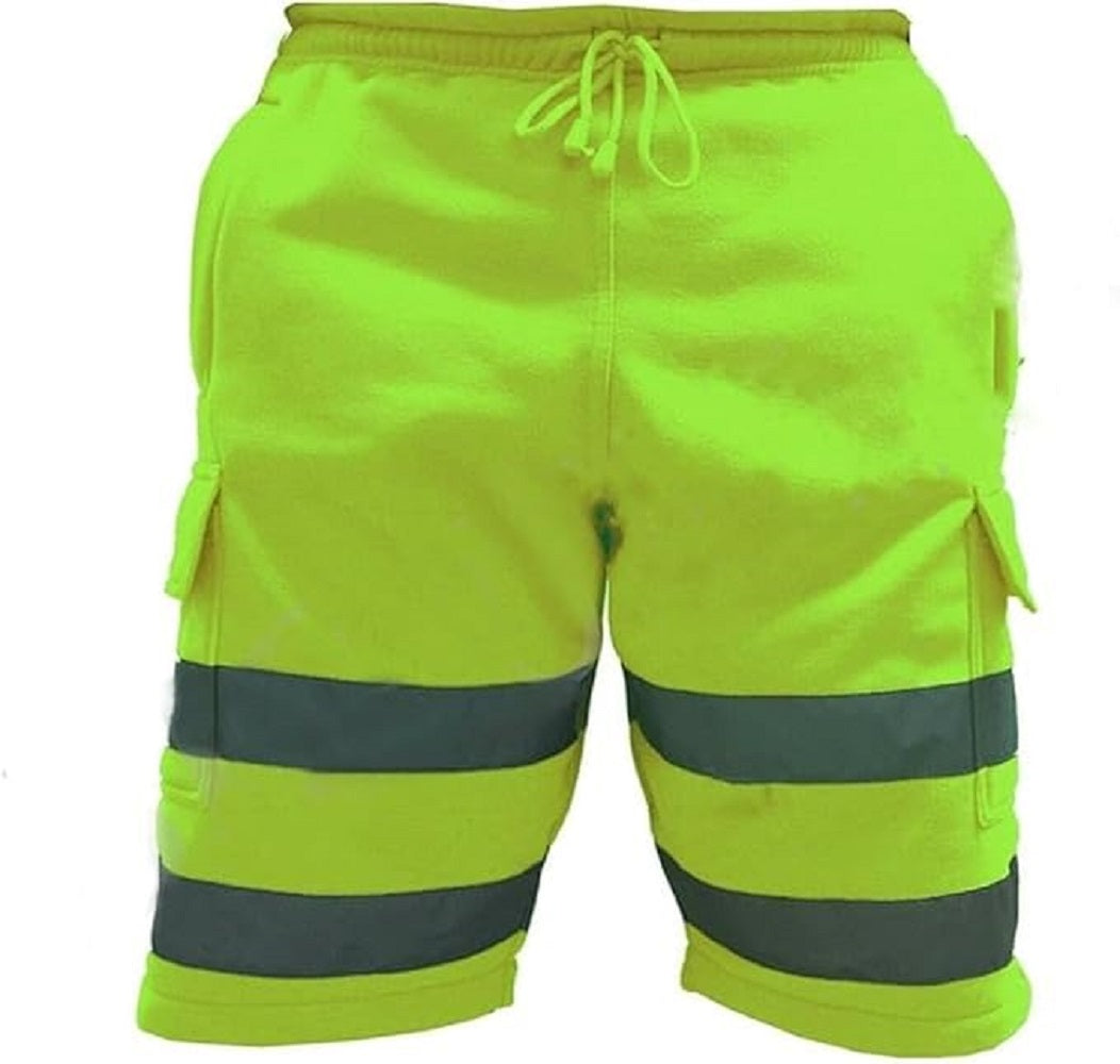 LUXE DIVA Hi Vis Safety Cargo Shorts High Visibility Reflective Workwear Security Combat Pockets Lightweight Utility Jogger for Men