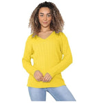 Load image into Gallery viewer, WOMEN&#39;S LADIES CABLE KNITTED LONG SLEEVE CABLE JUMPER V NECK TOP WINTER SWEATER
