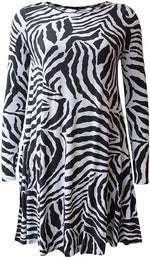 Load image into Gallery viewer, Womens Plain Long Sleeve Stretch A Line Skater Flared Swing Dress Top

