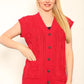 LADIES SLEEVELESS 5 BUTTON WAISTCOAT KNITTED 2 POCKETS V/NECK SELF COLOUR KNITWEAR FRONT PATTERN W/COAT ALL YEAR ROUND WEAR