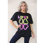 Load image into Gallery viewer, LUXE DIVA Women&#39;s Love 4 Heart Slogan Short Sleeve Oversized Baggy Summer T-Shirt Tops
