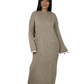 LUXE DIVA Women's Knitted Dress with Contrast Edge Knitted Dress Long